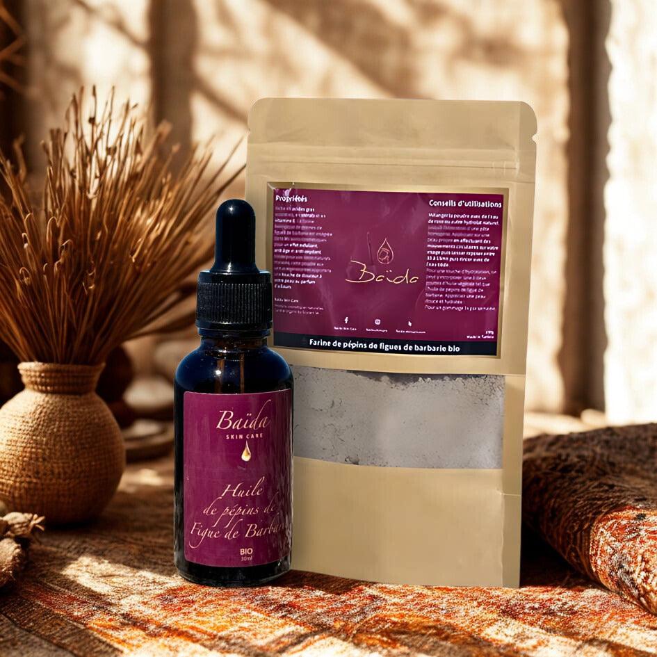 Coffret cadeau Sérum et gommage figue de barbarie - Baïda Skincare, contenu